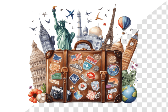 Download TravelSticker Vintage Suitcase Clipart - Sticker Collection