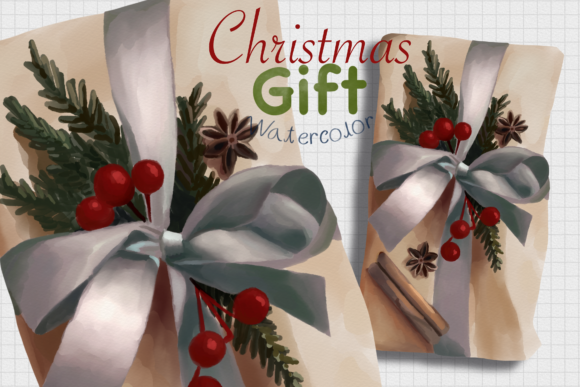 Download CHRISTMAS GIFT Watercolor (silver) - Christmas gift watercolor Collection