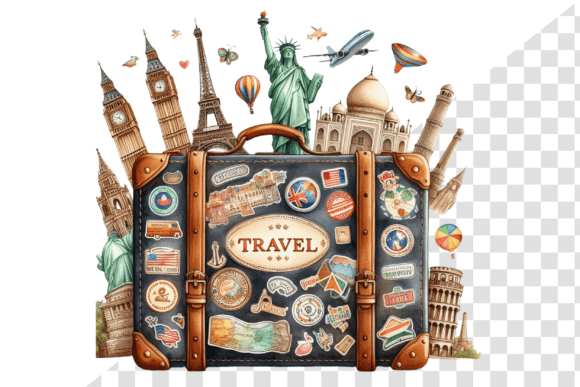 Download TravelSticker Vintage Suitcase Clipart - Sticker Collection