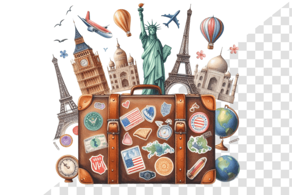 Download TravelSticker Vintage Suitcase Clipart - Sticker Collection