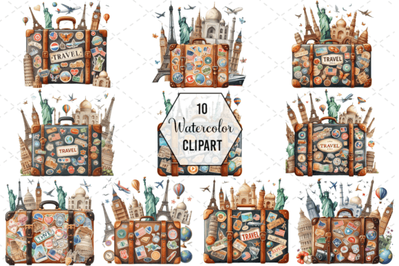 Download TravelSticker Vintage Suitcase Clipart - Sticker Collection