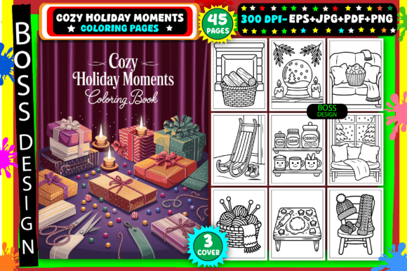 Download Cozy Holiday Moments Coloring Pages - Premium Bundle