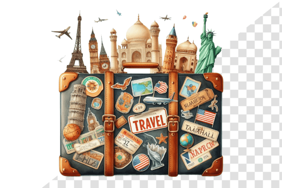 Download TravelSticker Vintage Suitcase Clipart - Sticker Collection
