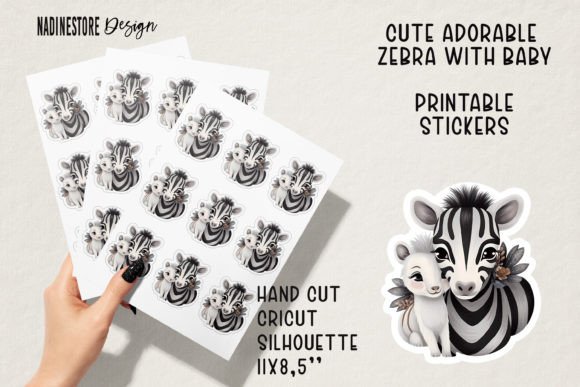 Download Cute Mama Zebra with Her Baby Stickers. - Sticker Collection