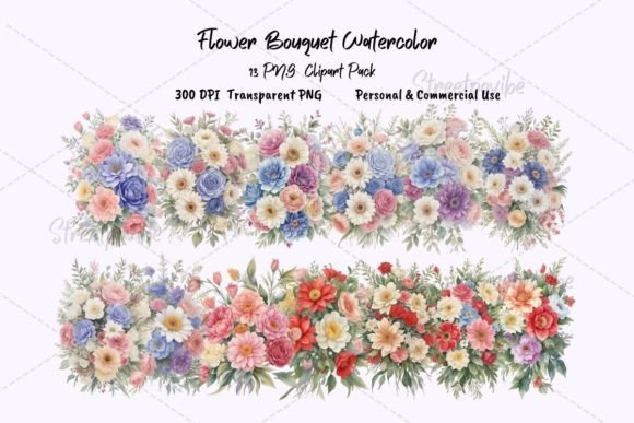 Download Colorful Flower Bouquet Watercolor PNGs - Bouquet Collection