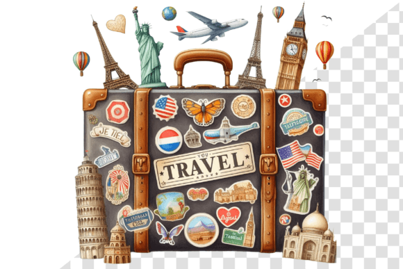 Download TravelSticker Vintage Suitcase Clipart - Sticker Collection