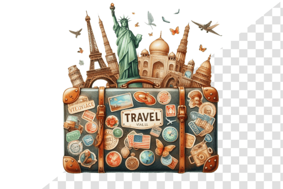 Download TravelSticker Vintage Suitcase Clipart - Sticker Collection