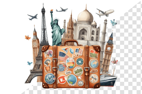 Download TravelSticker Vintage Suitcase Clipart - Sticker Collection