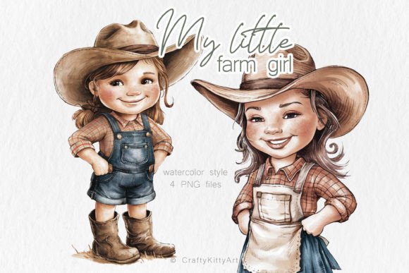 Download Little Farm Girl, Cowgirl PNG Clipart - Little farm Collection