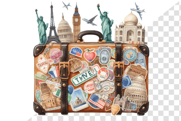 Download TravelSticker Vintage Suitcase Clipart - Sticker Collection