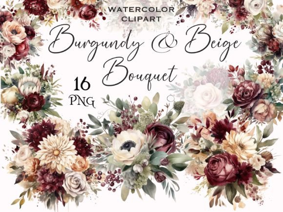 Download Burgundy &amp; Beige Wedding Bouquet Clipart - Bouquet Collection