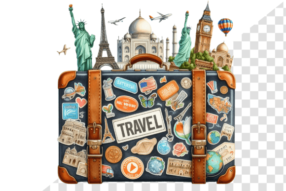 Download TravelSticker Vintage Suitcase Clipart - Sticker Collection
