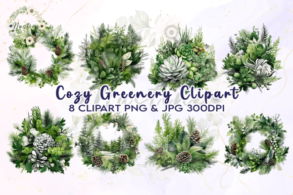Download Cozy Holiday Greenery Watercolor Clipart - Premium Resources