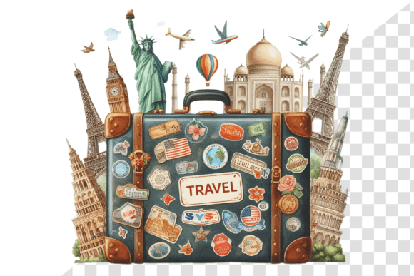 Download TravelSticker Vintage Suitcase Clipart - Sticker Collection