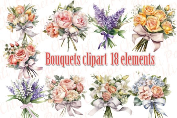 Download Wedding Bouquet Watercolor Clipart,Pink - Bouquet Collection