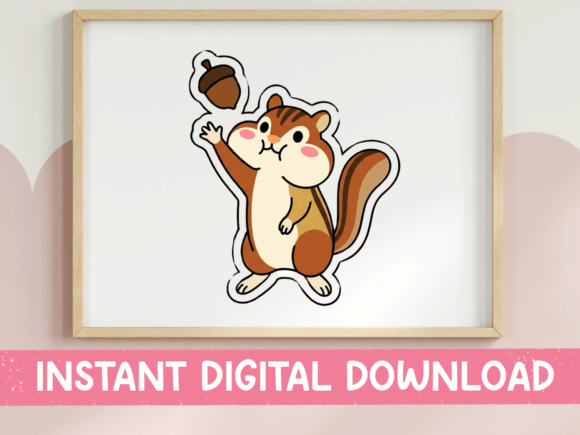 Download Chipmunk Holding Acorn Fall Sticker - Sticker Collection